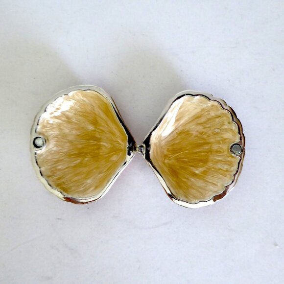 ENAMELED BEJEWELED CLAM SEA SHELL OCEAN TRINKET BOX (NEW IN BOX) - Picture 9 of 11